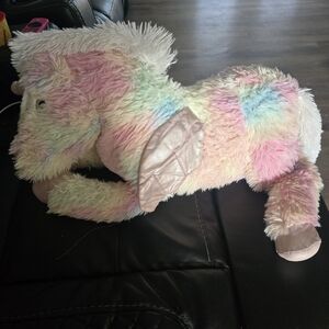 Petting Zoo Unicorn Stuffed Animal Rainbow Sparkle Plush Glitter Eyes